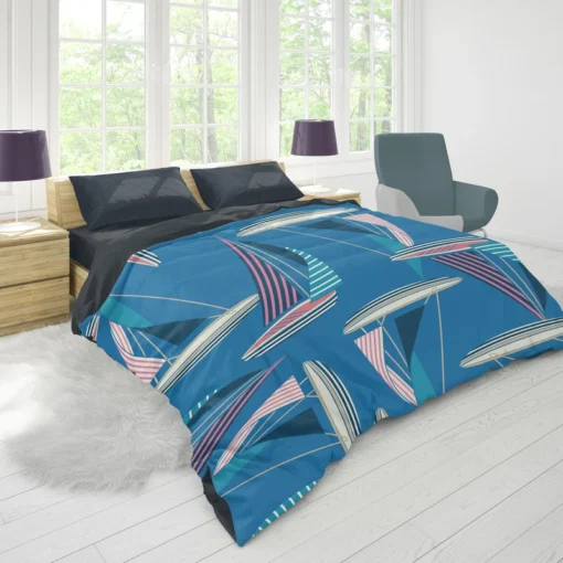 Blue Sailboat Pattern Duvet Cover 1