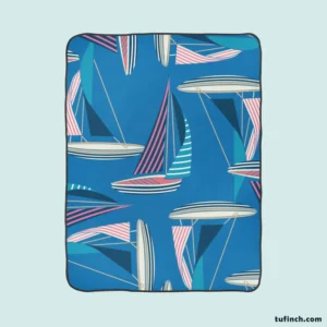 Blue Sailboat Pattern Fleece Blanket 1