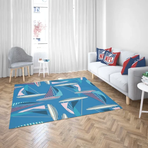 Blue Sailboat Pattern Rug 2