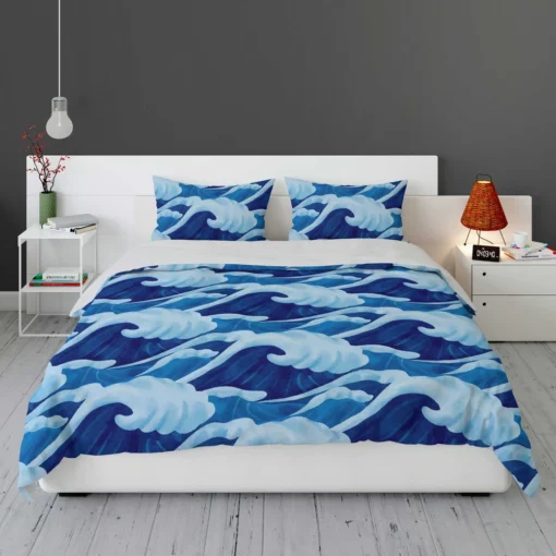 Blue Sea Wave Pattern Bedding Set 1