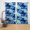 Blue Sea Wave Pattern Curtain