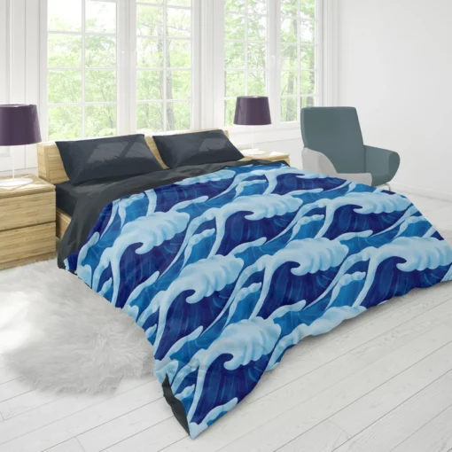 Blue Sea Wave Pattern Duvet Cover 1