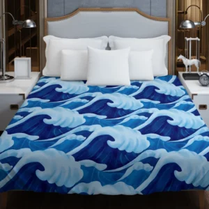 Blue Sea Wave Pattern Duvet Cover