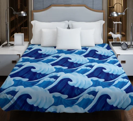 Blue Sea Wave Pattern Duvet Cover