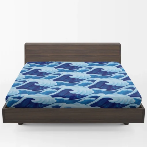 Blue Sea Wave Pattern Fitted Sheet 1