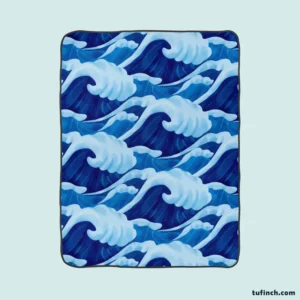 Blue Sea Wave Pattern Fleece Blanket 1