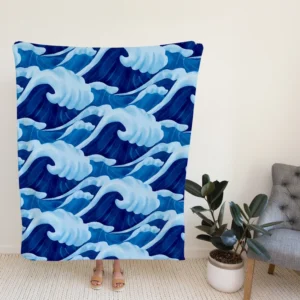 Blue Sea Wave Pattern Fleece Blanket