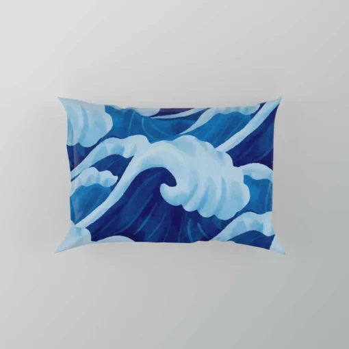 Blue Sea Wave Pattern Pillow Case