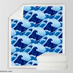 Blue Sea Wave Pattern Sherpa Fleece Blanket