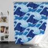 Blue Sea Wave Pattern Shower Curtain