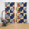 Blue Simple Patchwork Pattern Curtain