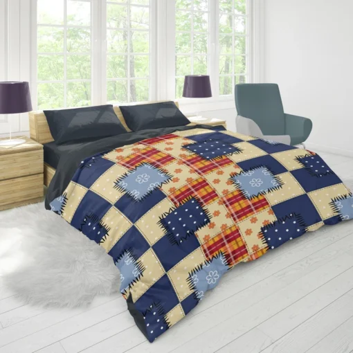 Blue Simple Patchwork Pattern Duvet Cover 1