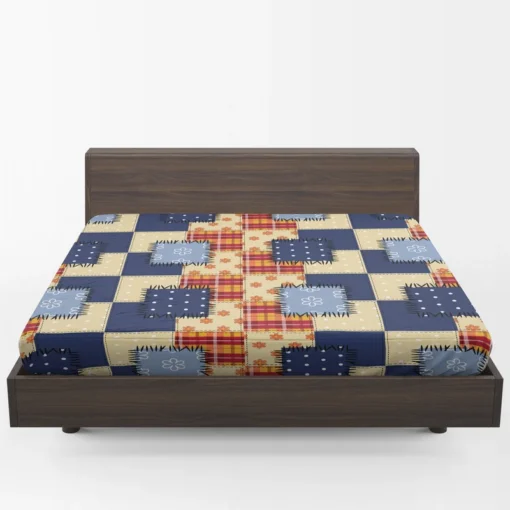 Blue Simple Patchwork Pattern Fitted Sheet 1