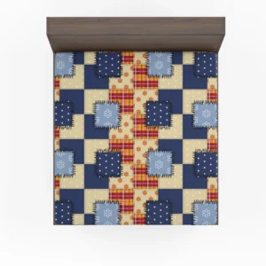 Blue Simple Patchwork Pattern Fitted Sheet