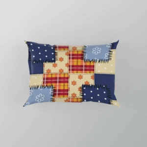 Blue Simple Patchwork Pattern Pillow Case