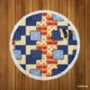 Blue Simple Patchwork Pattern Round Beach Towel