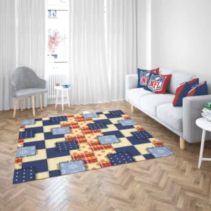 Blue Simple Patchwork Pattern Rug 2