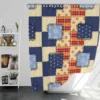 Blue Simple Patchwork Pattern Shower Curtain