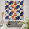 Blue Simple Patchwork Pattern Wall Tapestry