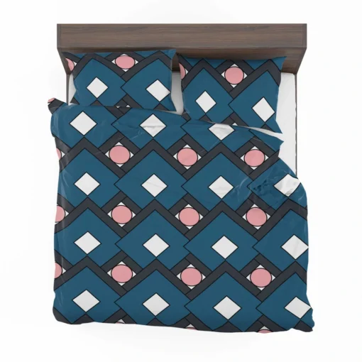 Blue Square Pattern Geometrics Bedding Set 2