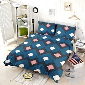 Blue Square Pattern Geometrics Bedding Set