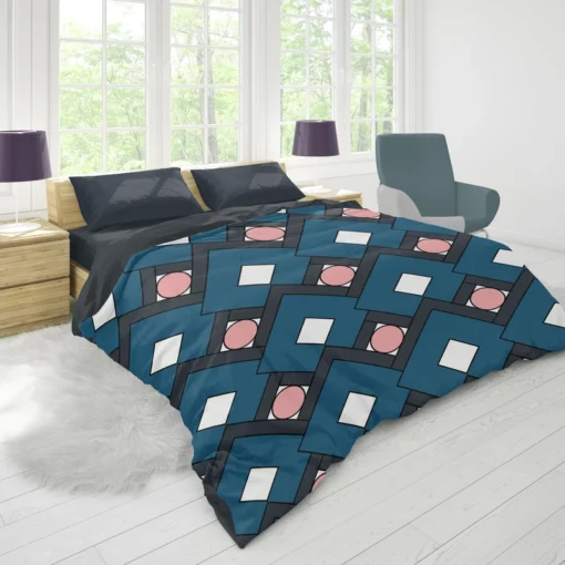 Blue Square Pattern Geometrics Duvet Cover 1