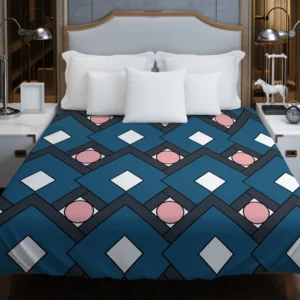 Blue Square Pattern Geometrics Duvet Cover