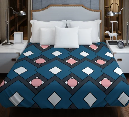 Blue Square Pattern Geometrics Duvet Cover