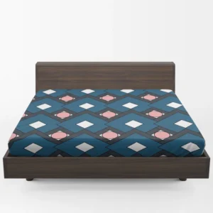 Blue Square Pattern Geometrics Fitted Sheet 1