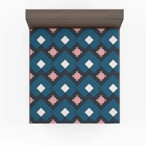 Blue Square Pattern Geometrics Fitted Sheet