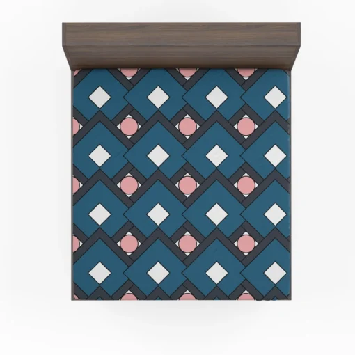 Blue Square Pattern Geometrics Fitted Sheet