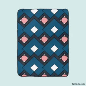 Blue Square Pattern Geometrics Fleece Blanket 1