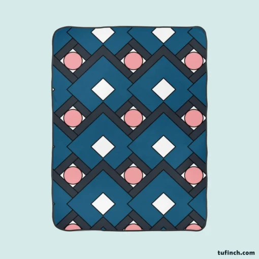 Blue Square Pattern Geometrics Fleece Blanket 1