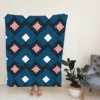 Blue Square Pattern Geometrics Fleece Blanket