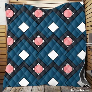 Blue Square Pattern Geometrics Quilt Blanket