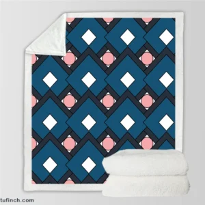 Blue Square Pattern Geometrics Sherpa Fleece Blanket