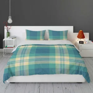 Blue Tartan Plaid Pattern Bedding Set 1