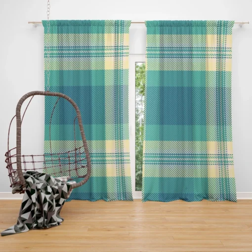 Blue Tartan Plaid Pattern Curtain