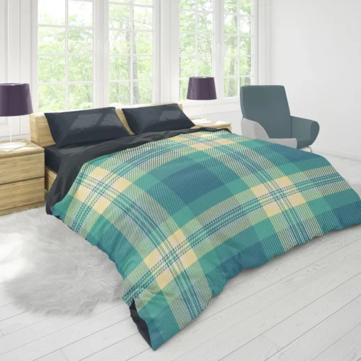 Blue Tartan Plaid Pattern Duvet Cover 1