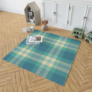 Blue Tartan Plaid Pattern Rug 1