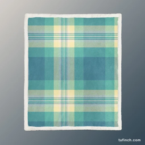 Blue Tartan Plaid Pattern Sherpa Fleece Blanket 1