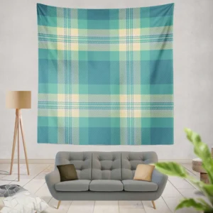 Blue Tartan Plaid Pattern Wall Tapestry