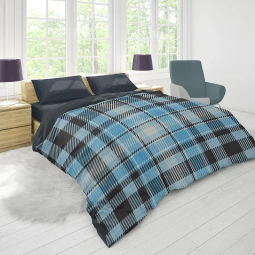 Blue Tartan Scotland Plaid Check Duvet Cover 1