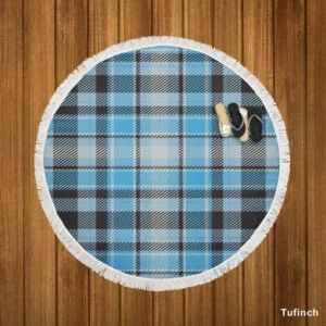 Blue Tartan Scotland Plaid Check Round Beach Towel