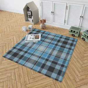 Blue Tartan Scotland Plaid Check Rug 1