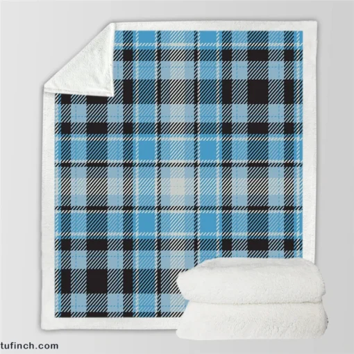 Blue Tartan Scotland Plaid Check Sherpa Fleece Blanket