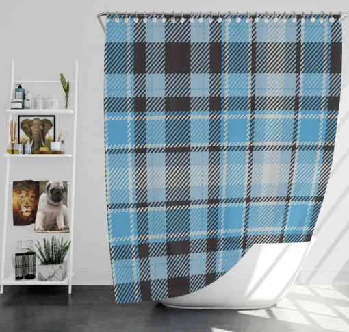 Blue Tartan Scotland Plaid Check Shower Curtain