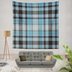 Blue Tartan Scotland Plaid Check Wall Tapestry