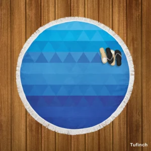 Blue Triangle Pattern Round Beach Towel