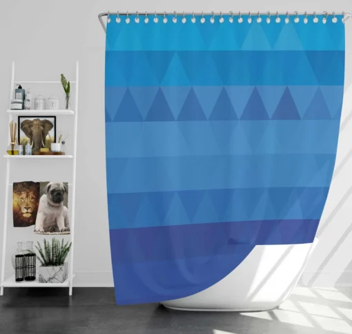 Blue Triangle Pattern Shower Curtain